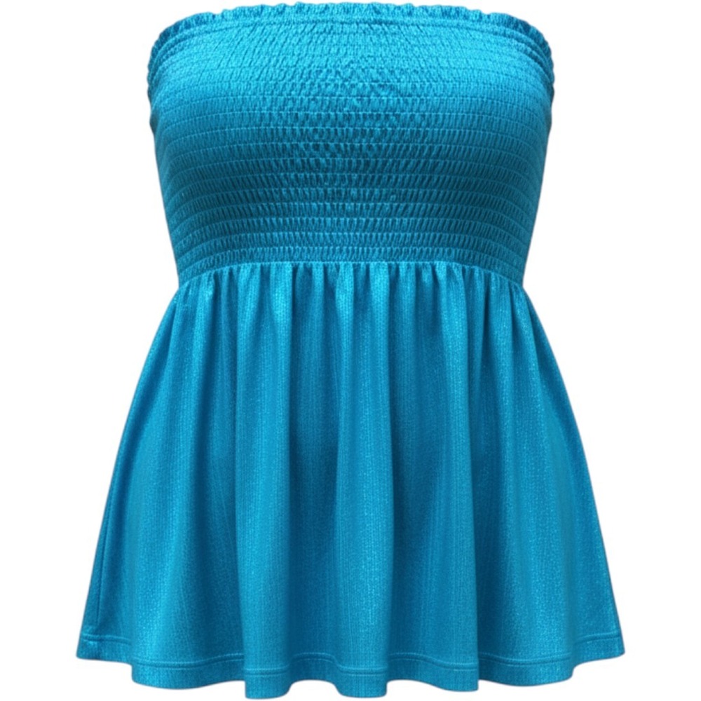 TCEC Womens Blue Metallic Smocked Waist Flowy Shorts Size Small